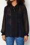 Black Woven Sleeves Elastic Chiffon Shirt TBBSS23AX00018 - 3