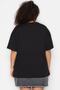 Siyah Geniş Kalıp Baskılı Bisiklet Yaka %100 Pamuk Örme T-shirt TBBSS23BF00015 - 5