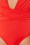 Red Deep Low-cut Fastening Normal Leg Swimsuit TBESS20MA0317 - 5