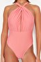 Pembe Halter Yaka Cut Out Detaylı Normal Paça Mayo TBESS23MA00319 - 4