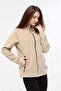 Women's Beige Fleece with Zippered Stand Collar