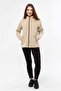Women's Beige Fleece with Zippered Stand Collar - 2