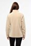 Women's Beige Fleece with Zippered Stand Collar - 4