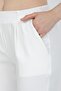 Women's Ecru Elastic Waist Double Pocket Carrot Cut Fabric Trousers - 6