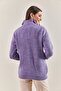 Women's Light Lilac Zippered Turtleneck Oversize Knitwear Sweater 20223202 - 4