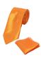 Boy's Plain Satin Orange Necktie and Handkerchief Set 03-14 Years Old Single Size 120X5Cm