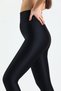 High Waist Thick Belt Shiny Disco Leggings-black - 3