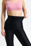 High Waist Thick Belt Shiny Disco Leggings-black - 6