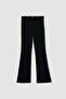 Flared Leg Crepe Trousers
