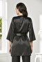 Women's 2075 Satin Belted 3-Piece Pajama Set Black - 3