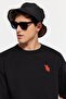 Black Oversize Crew Neck Short Sleeve Fox Embroidery 100% Cotton T-Shirt Tmnss23Ts00182