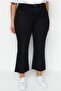 Solmayan Siyah Yüksek Bel Esnek Kısa Paça Culotte Fit Büyük Beden Jeans TBBSS23AR00014 - 8