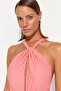 Pembe Halter Yaka Cut Out Detaylı Normal Paça Mayo TBESS23MA00319 - 3