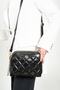 Women's Quilted 3 Compartment Adjustable Crossbody Shoulder Bag
