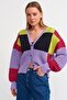 60131 V-Neck Openwork Buttoned Knitwear Cardigan-lavender