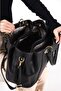 Women's Soft Leather Black Shoulder and Hand Bag - 2
