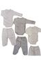 Long Sleeved Gloves, Snaps, Double-Breasted Bodysuit and Booties Bottom (3 Sets White-grey-cream) - 2