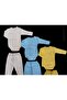 Long Sleeved Gloves, Double Breasted Bodysuit with Snaps and Booties Bottom (3 Sets Cream-blue-yellow) - 3