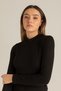 Flexible Acrylic Fabric Midi Length Belted Long Sleeve Black Evening Dress Dks-002 - 2