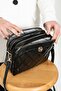 Women's Quilted 3 Compartment Adjustable Crossbody Shoulder Bag - 3