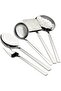 Set of 2 White Countertop Spoon Knife Stand with Compartments 5-Piece Steel Flat Serving Ladle Colander Set - 5