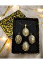 Cat's Eye Copper, Antiallergic Necklace Earring Ring Jewelry Set