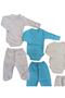 Long Sleeved Gloves, Double Breasted Bodysuit with Snaps and Booties Bottom (3 Sets White-turquoise-cream) - 4