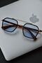 Small Square Small Square Retro Vintage Unisex New Design Blue Glass Sunglasses - 3