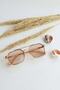 Unisex Square Honey Color Frame Honey Glass Two Point Sunglasses