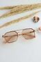 Unisex Square Honey Color Frame Honey Glass Two Point Sunglasses - 4
