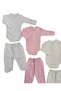 Long Sleeved Gloves, Snaps, Double-Breasted Bodysuit and Booties Bottom (3 Sets White-pink-cream) - 4