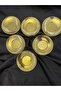 Dmt Gaziantep Copper Hand Forged Tea Plate Set & Tea Plate for 6 Persons Gold-yellow Copper