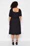 Black Heart Collar Bow Decorated A-Line Knitted Plus Size Dress Tbbss23Ah00118 - 5