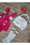 Pink Salopet and Crop Buckle Set for Baby Girl - Tooth Wheat and Socks Set - 3