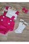 Pink Salopet and Crop Buckle Set for Baby Girl - Tooth Wheat and Socks Set
