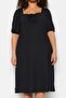 Black Heart Collar Bow Decorated A-Line Knitted Plus Size Dress Tbbss23Ah00118 - 3