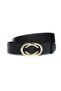 Genuine Leather Women's Belt with Yellow Buckle - 2