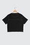 Black 100% Cotton Crop Crew Neck Knitted Sports T-Shirt Twoss21Ts0770 - 6