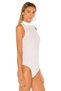 Women's White Half Turtleneck Silk Jersey Bodysuit - 3