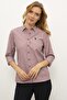 قميص أساسي للنساء بأكمام طويلة، باللون الوردي