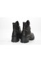 Genuine Leather Low Heeled Back Zipper Patterned Lace Up Boots - 4