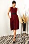 Women's Red Pocketed Loose Dress - 2