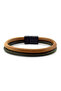 Men's Khaki Green Tan Black Magnetic Clip Leather Bracelet BT337