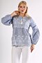 Blue Halter Neck Balloon Sleeve Embroidered Woven Blouse - 8