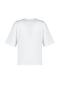 Beyaz %100 Pamuk Taş Detaylı Relaxed/Geniş Rahat Kesim Bisiklet Yaka Örme T-Shirt TWOSS23TS00153 - 8