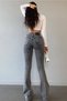 Kayla's Flare Smoked Flare Leg Jeans High Waist Flare Jeans Gathering Extra Comfortable - 2