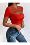 Women's Low-cut Tulle Front Short Sleeve Blouse