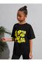 Kids Smile Emoji Printed Oversize Black Children's T-shirt - 3