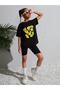 Kids Smile Emoji Printed Oversize Black Children's T-shirt - 5