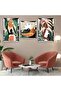 Abstract Pattern Silver Plexi Edge Triple Mdf Table Set and Clock Set